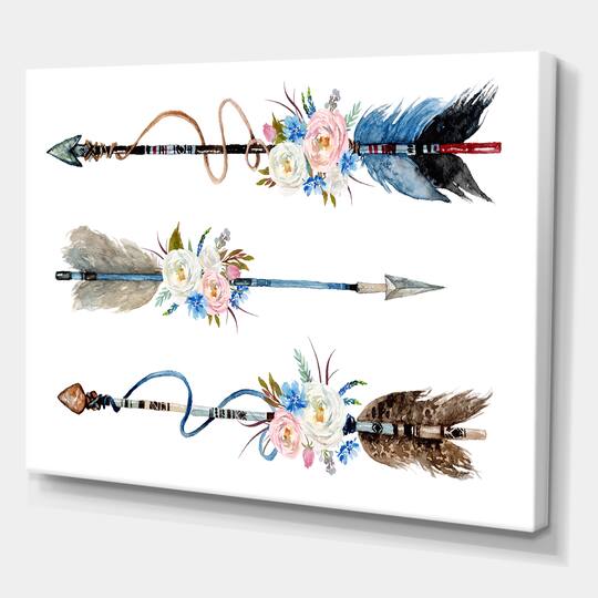 Designart - Ethnic Feathers and Flowers On Native Arrows I